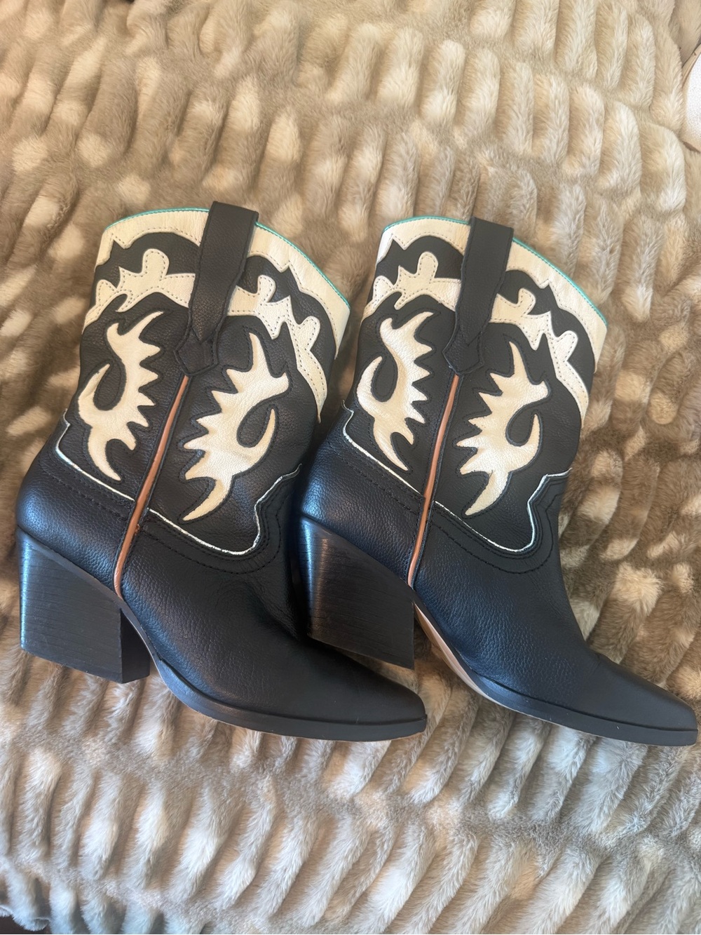Dolce Vita Black and White Western-Inspired Ankle Boots